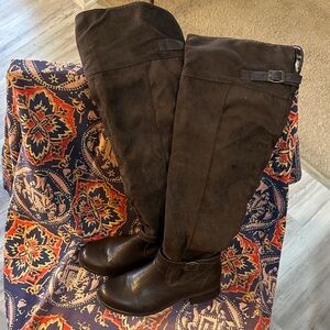 Women’s OTK Faux Suede/Leather Dark Chocolate Boots